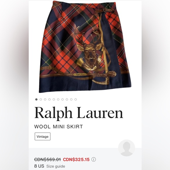 VTG 1980 RALPH LAUREN USA ‘Royal Stag’ Deer Wool Red Tartan Plaid Wrap Skirt | 8 - Picture 6 of 6